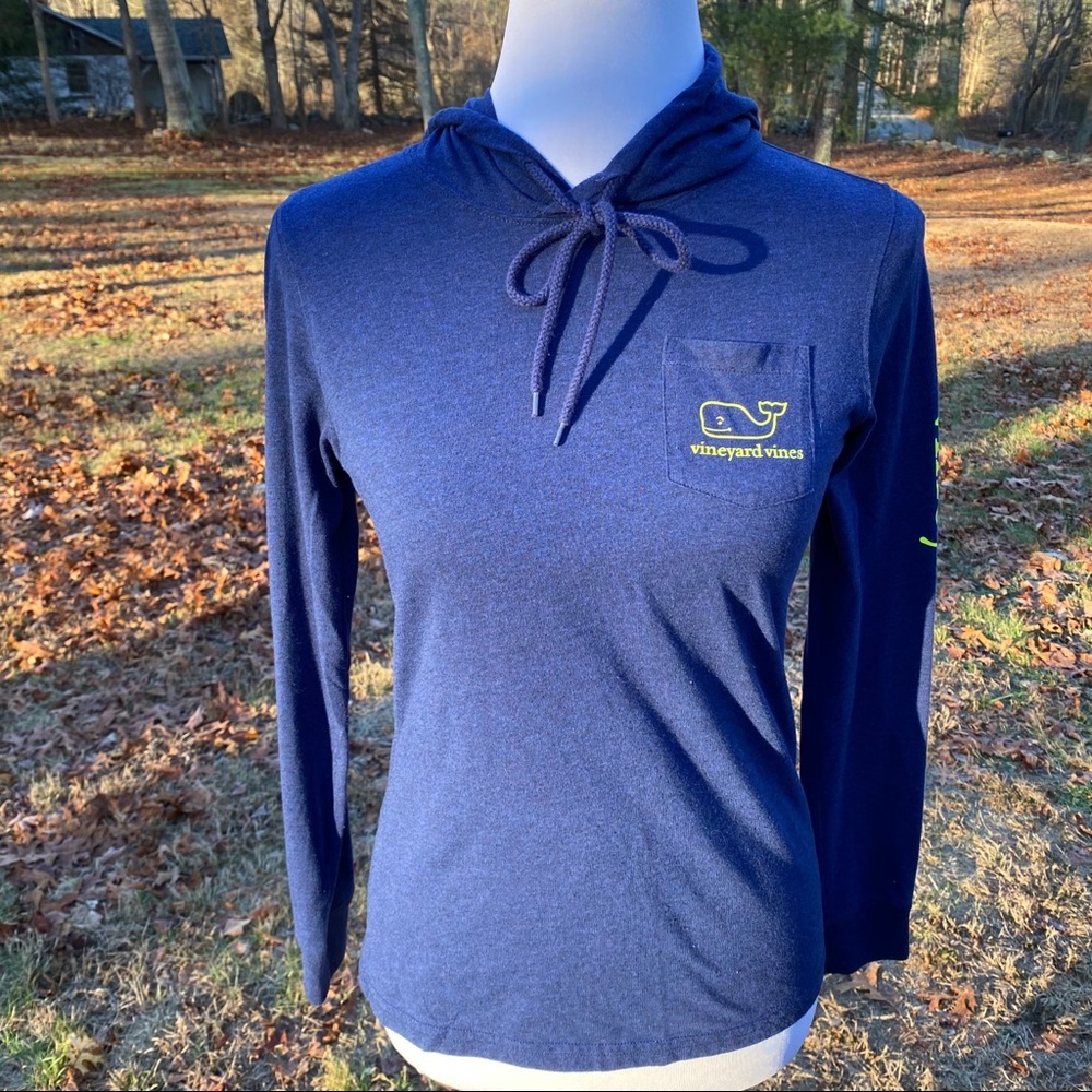 VINEYARD VINES TOP HOODIE TEE SHIRT BLUE LONG SLEEVE Size XXS